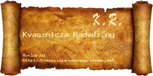 Kvasznicza Radvány névjegykártya